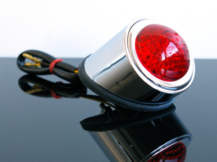 LED Motorrad Rücklicht E gepr rund mit Kennzeichen Beleuchtung Cafe Racer  Style