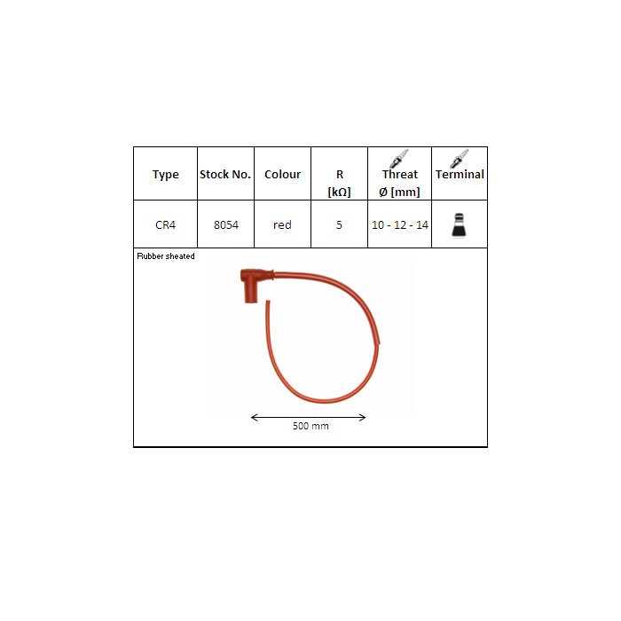 NGK | Kabel mit Stecker | Typ CR4 | Racing rot |