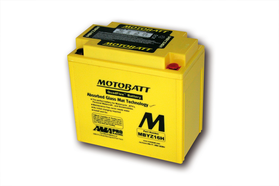 MBYZ16H MotoBatt Sealed AGM Battery Replaces GYZ16H, YTX14-BS