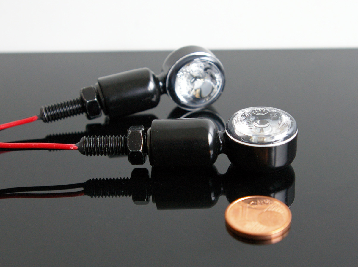 LED Micro Mini Blinker Set Schwarz Klein 12V E-geprüft