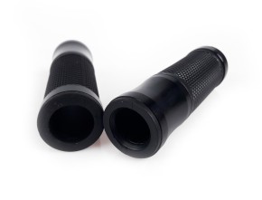 2 GRIPS, alloy / rubber black, for 7/8" handlebars