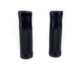 2 GRIPS, alloy / rubber black, for 7/8" handlebars